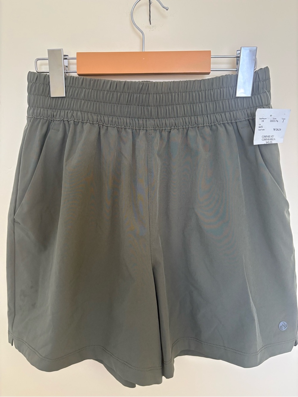 NWT Apana Olive Green Yoga Athletic Lightweight Shorts with Elastic Waistband